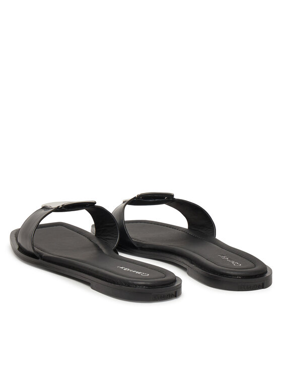Calvin Klein Calvin Klein Šľapky Flat Slide W/Ck Hw Big - Lth HW0HW02482 Čierna