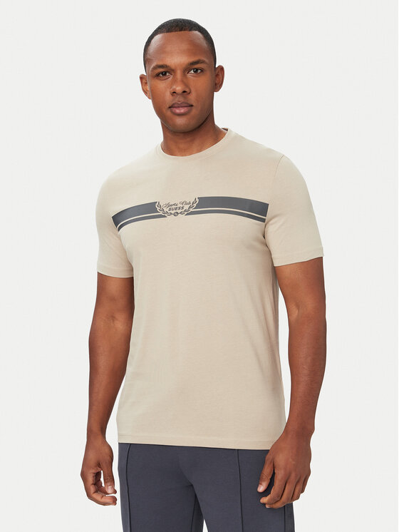 Guess Tricou Z6YI25 K5089 Bej Regular Fit