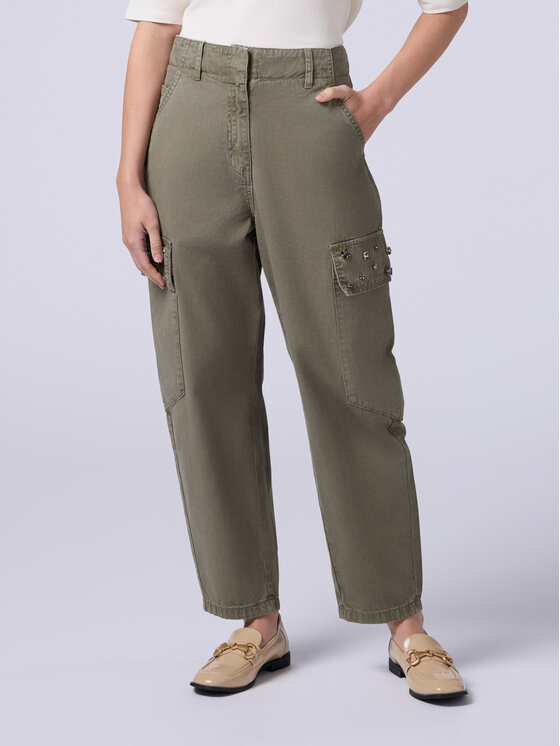 Oltre Oltre Pantaloni di tessuto P790R008322N035 Verde Boy Fit