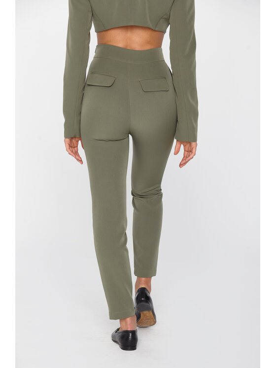 MANDRAGORA MANDRAGORA Spodnie materiałowe feminity Zielony Slim Fit