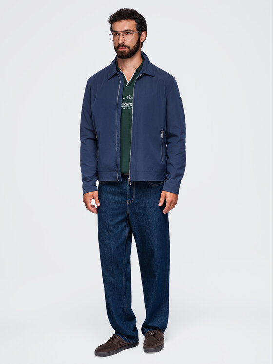 Ombre Ombre Kurtka przejściowa OM-JANP-0224 Granatowy Regular Fit