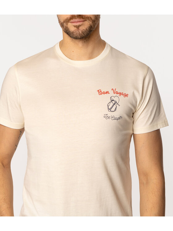 Lee Cooper Lee Cooper T-Shirt BON VOYAGE 1145 Beżowy Slim Fit