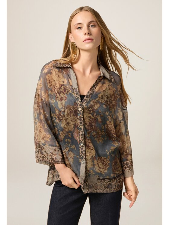 Oltre Oltre Camicia 5001E000116N0Z2 Écru Baggy Fit