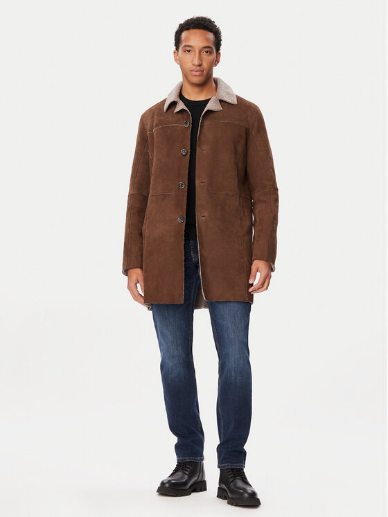 Milestone Milestone Cappotto in pelle MSLaurin 631624 21540-1 Marrone Regular Fit