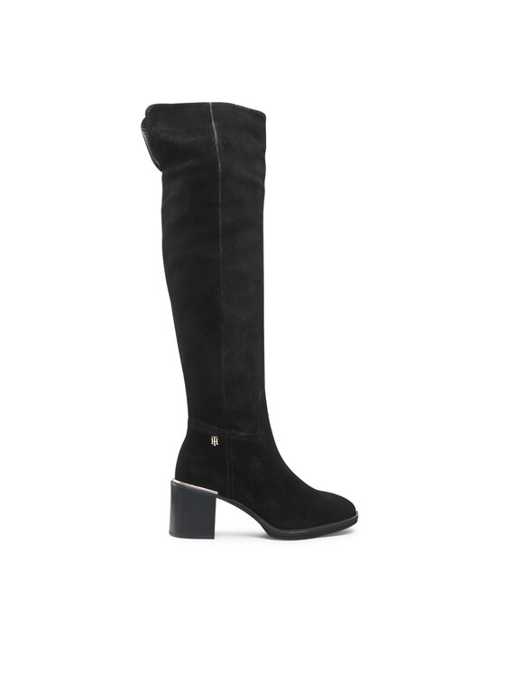 Tommy Hilfiger Tommy Hilfiger Чоботи Th Belt Suede Overknee Boot FW0FW06767 Чорний