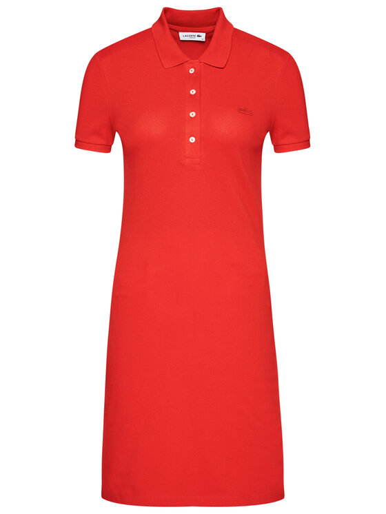 Lacoste Lacoste Sukienka codzienna LACOSTE-EF5473 Czerwony Slim Fitq