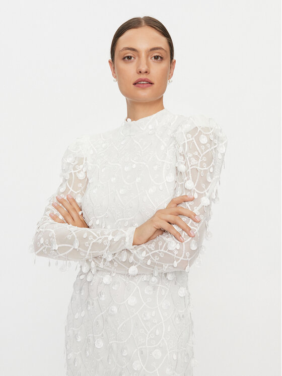 YAS YAS Koktel haljina 26030914 Bijela Slim Fit