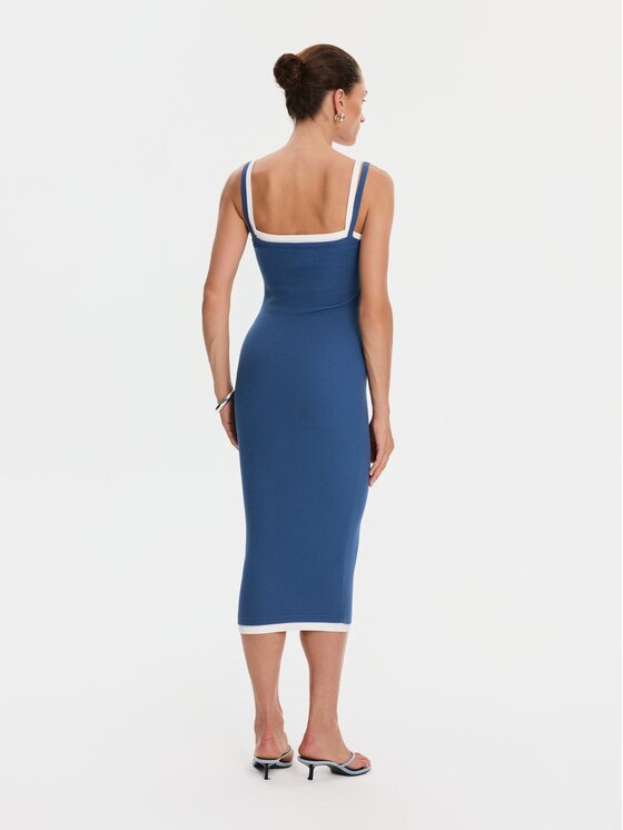 Nudyess Nudyess Sukienka codzienna Lisa z prążka Niebieski Slim Fit