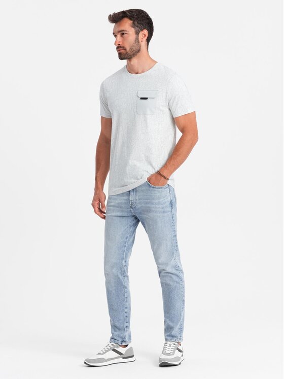 Ombre Ombre T-Shirt S2042 Szary jasny Regular Fit