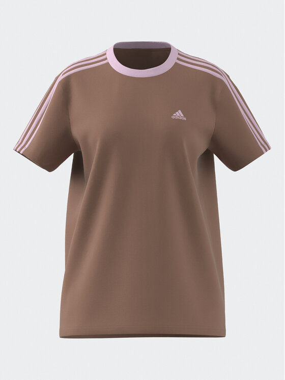 adidas T shirt Essentials 3 Stripes T Shirt IM2871 Marrone Loose Fit Modivo