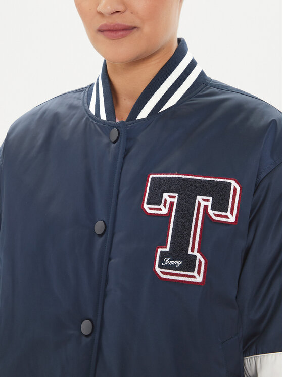 Tommy Jeans Tommy Jeans Bunda bomber Letterman DW0DW18306 Tmavomodrá Relaxed Fit