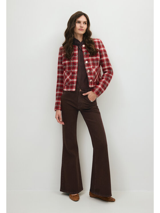 BIZUU BIZUU Marynarka SANANY CHECKED BLAZER Czerwony Standard Fit
