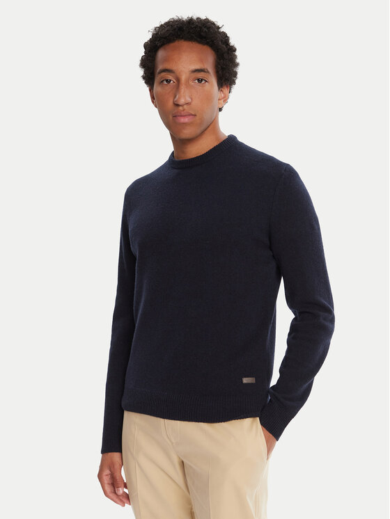 Barbour Sweter Patch Crew MKN0584NY91 Granatowy Regular Fit