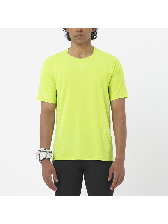 Salomon Salomon Koszulka techniczna SENSE AERO GRAPHIC Zielony jasny Slim Fit