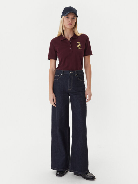 Tommy Hilfiger Tommy Hilfiger Polo särk Gold Crest WW0WW47315 Bordoopunane Regular Fit