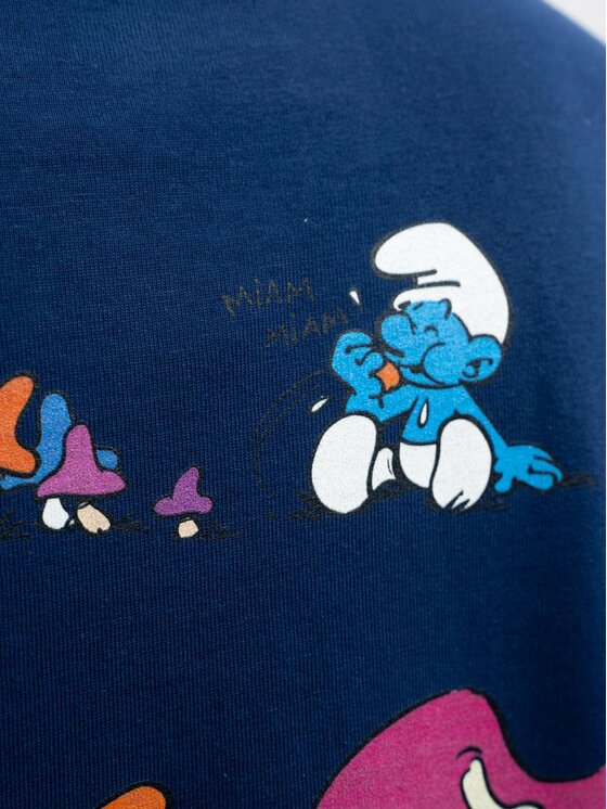 Smerfy Smerfy T-Shirt Koszulka Z Krótkim Rękawem Oversize Męska Granatowa Smerfy Haunts S Niebieski Oversize
