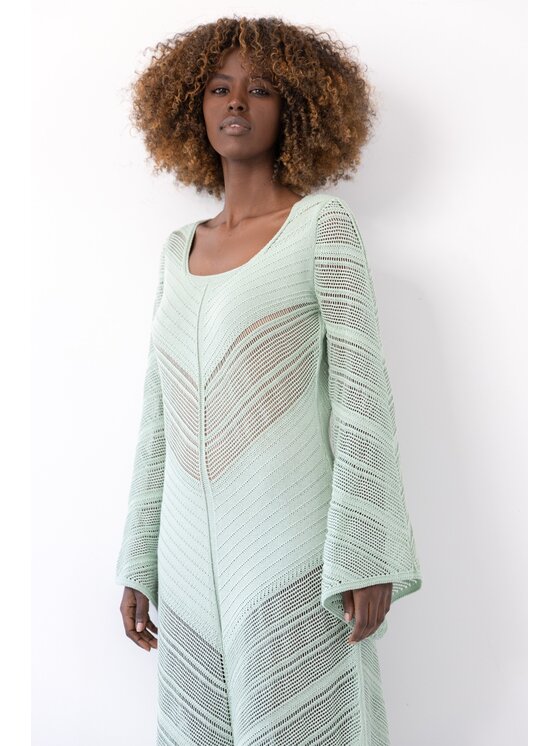 Fobya Fobya Sukienka dzianinowa F2035 Zielony Basic Fit