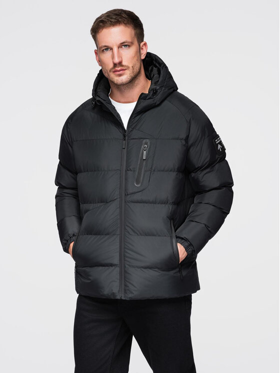 Ombre Ombre Kurtka zimowa OM-JAHP-0302 Czarny Regular Fit