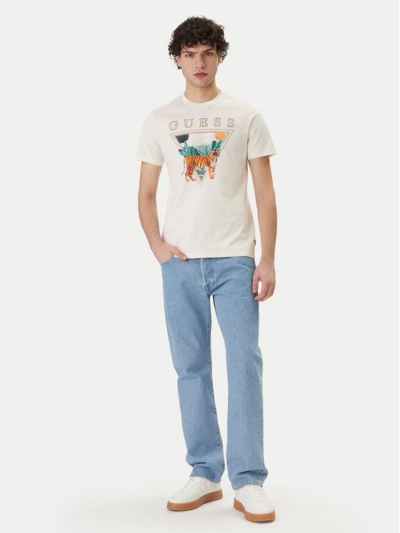 Guess Guess Tričko M6GI33 K3310 Écru Regular Fit