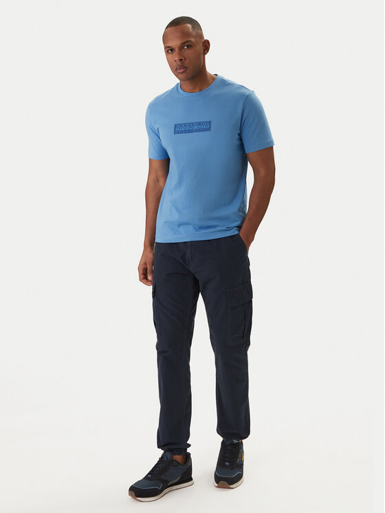 Napapijri Napapijri T-Shirt S-Box Logo NP0A4IFL Niebieski Regular Fit