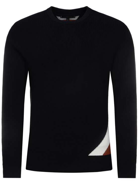 Tommy Hilfiger Tommy Hilfiger Sweater Diagonal Global MW0MW12480 Sötétkék Regular Fit