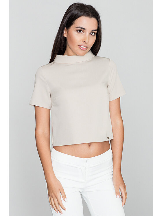 FIGL FIGL Bluzka M542 Beżowy Regular Fit
