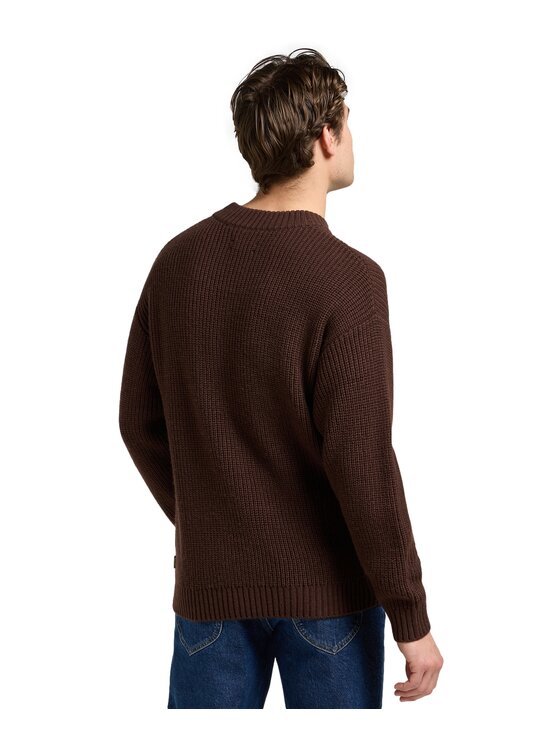 Lee Lee Sweter CHUNKY CREW Brązowy Regular Fit