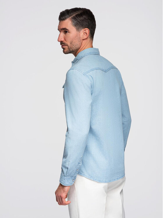 Ombre Ombre Koszula OM-SHDS-0210 Niebieski Regular Fit