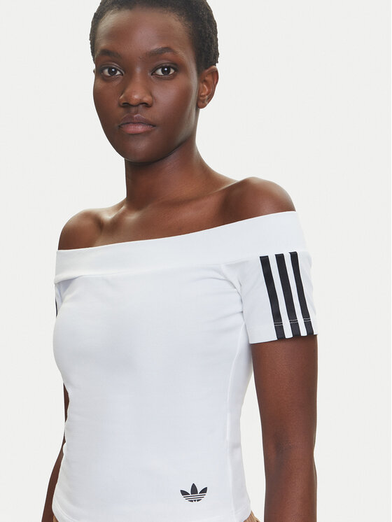 adidas adidas Bluză adicolor Bandeau JV9741 Alb Slim Fit