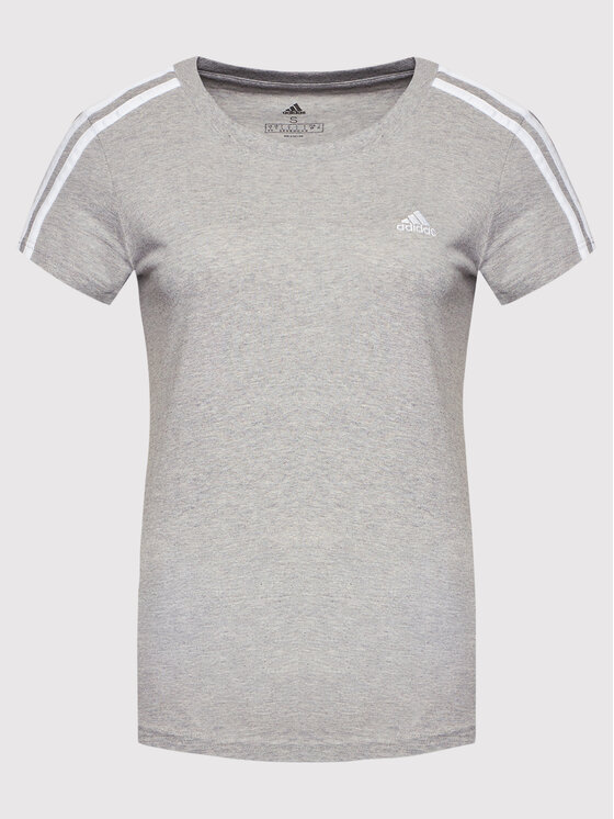 adidas T-Shirt Loungewear Essentials 3-Stripes GL0785 Grau Regular Fit •  Modivo.de
