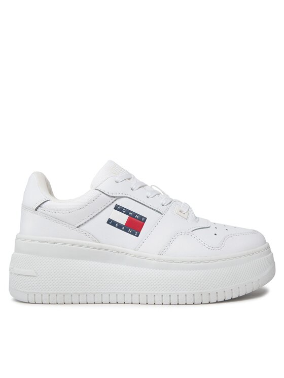 Tommy Jeans Snīkeri Tjw Retro Basket Flatform Ess EN0EN02506 Balts