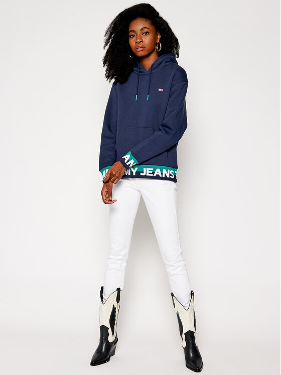 Tommy Jeans Mikina Branded Hem DW0DW08980 Tmavomodra Loose Fit Modivo.cz