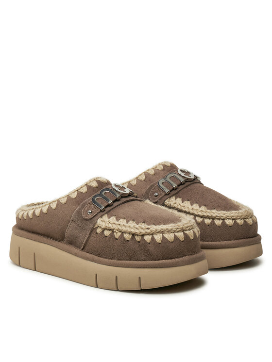 Mou Mou Bačkory Bounce Clog Metal Logo FW531001A Hnědá