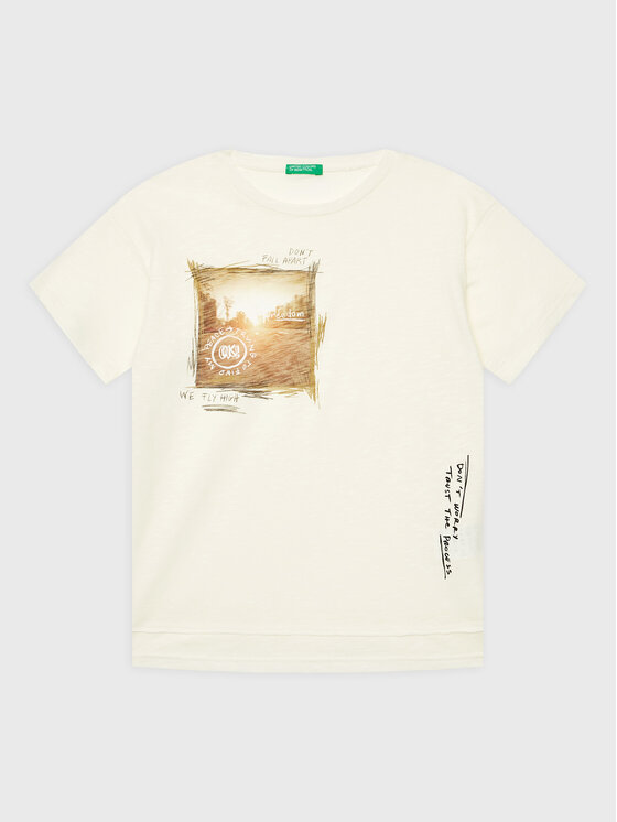 United Colors Of Benetton Tricou 3BR4C10AD Écru Regular Fit