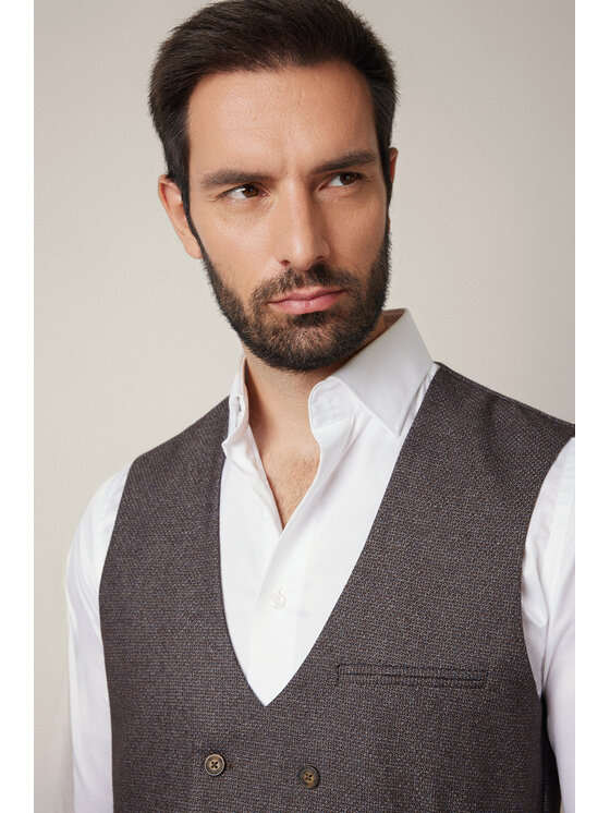 Lancerto Lancerto Kamizelka Bienno KA131225000001 Brązowy Slim Fit