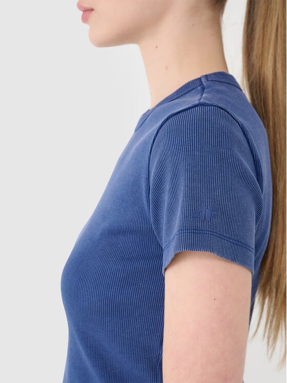 4F 4F Tričko 4FRSS25TTSHF2696-31S Modrá Slim Fit