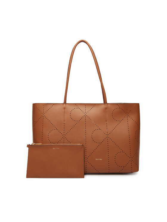 Calvin Klein Calvin Klein Táska Emblem Aop Perfor Lthr Tote LV04F3359G Barna