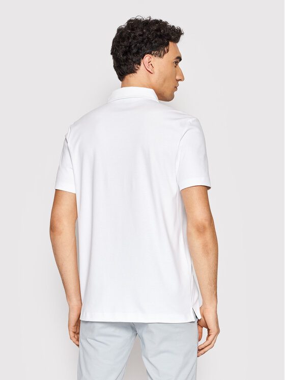 BOSS Boss Тениска с яка и копчета Palosh 50471335 Бял Slim Fit