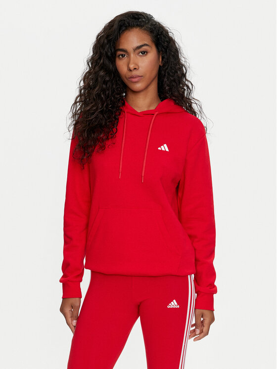 adidas Mikina Essentials Small Logo IY1648 Červená Regular Fit