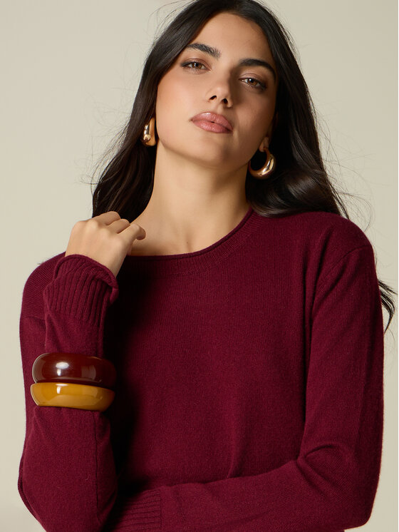 Oltre Oltre Sweter M317J005571N036 Bordowy Regular Fit
