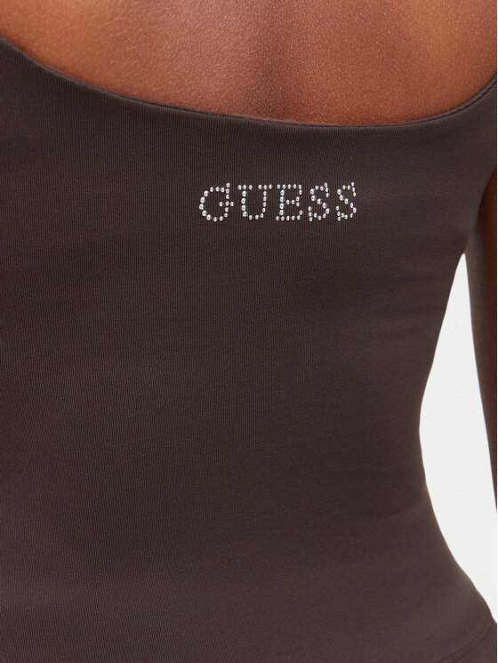 Guess Guess Top V6YP18 K4788 Brązowy ciemny Slim Fit