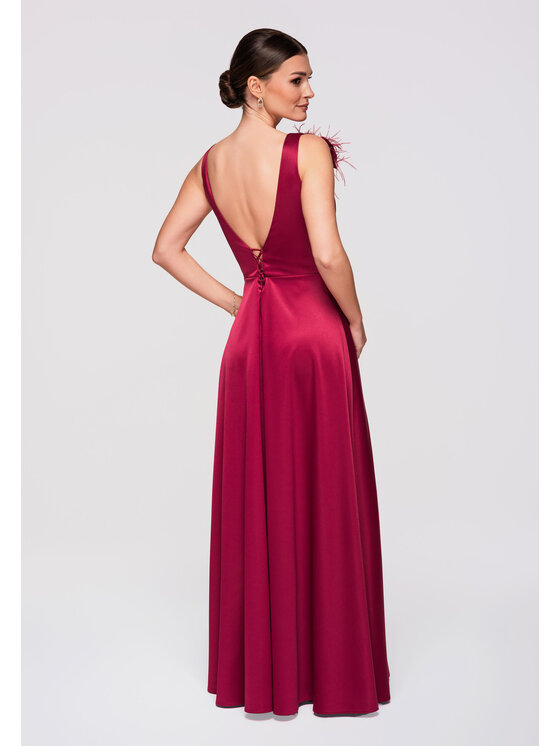 Ombre Ombre Sukienka wieczorowa LA-OM-DLR269 Bordowy Regular Fit