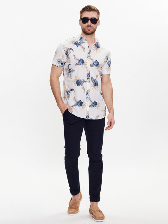 Camicia 12220474 Bianco Slim Fit