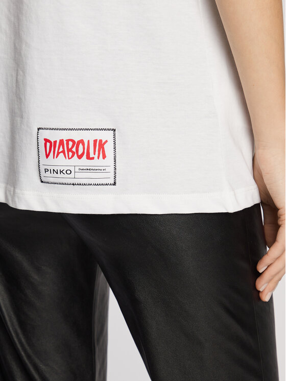 PINKO Pinko Marškinėliai DIABOLIK Fabiola 1L1099 Y5SN Balta Regular Fit