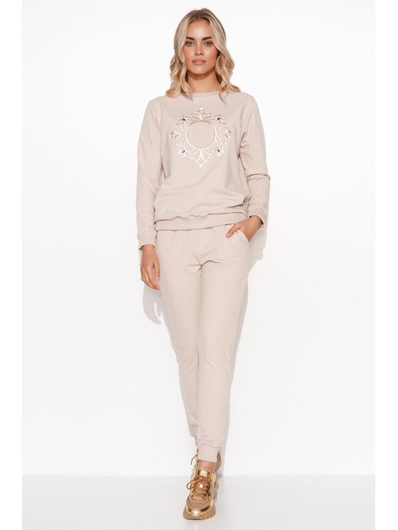 Makadamia Makadamia Dres M738 Beżowy Comfort Fit
