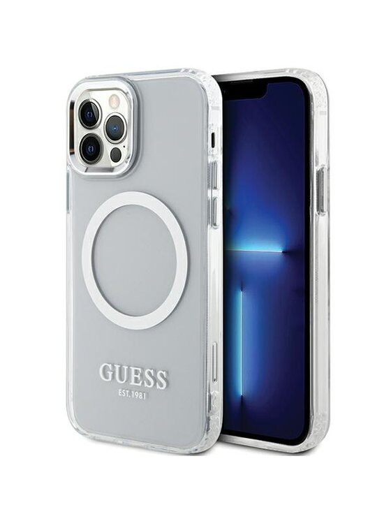Guess Guess Etui na telefon iPhone 12/12 Pro Srebrny