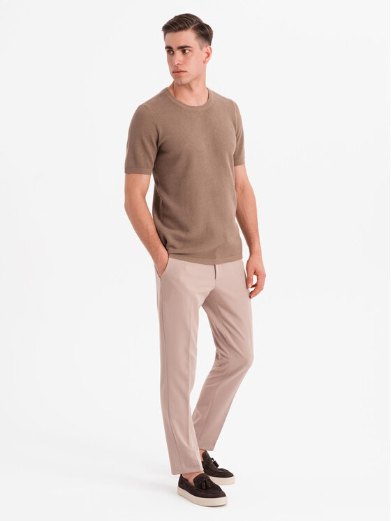 Ombre Ombre T-Shirt OM-TSCT-0244 Brązowy Regular Fit