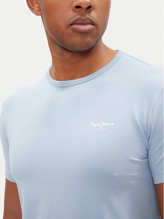 Pepe Jeans Pepe Jeans Marškinėliai Original Basic PM508212 Žydra Slim Fit