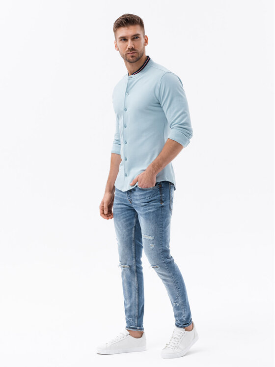 Ombre Ombre Košile K542 Modrá Slim Fit