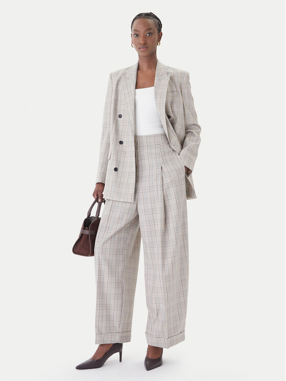 BOSS BOSS Текстилни панталони Telda1 50553949 Бежов Oversize